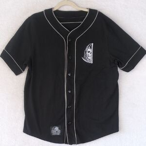 Lurking Class Men's Occult Embroidered Skeleton‎ Button Shirt Size M